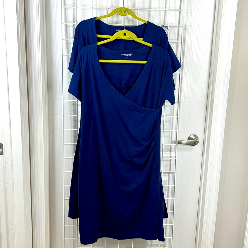 EUC Soft Surroundings Ruched Short Sleeve Dress